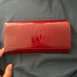 *Authentic*Cartier Bright Red Elegant Wallet .Has A Little Flaw. Cute👌